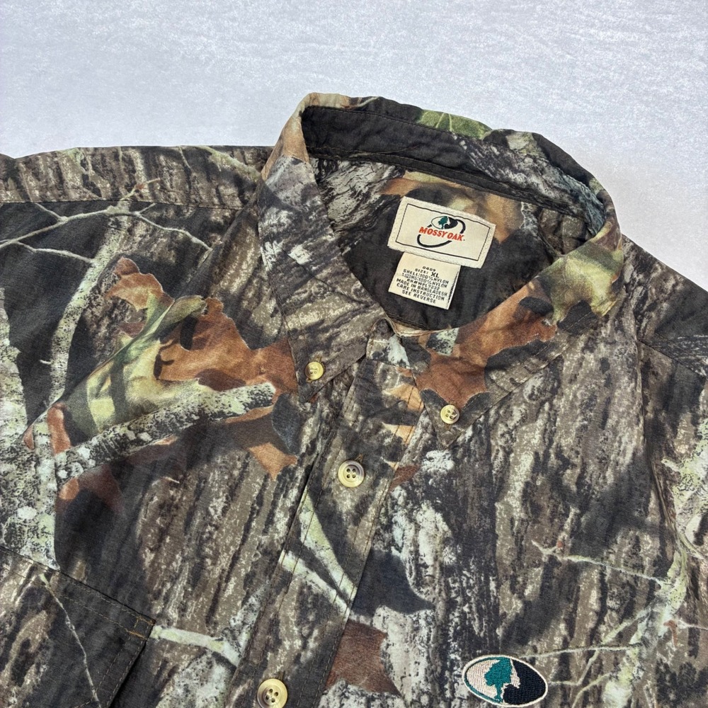 Mossy Oak Fishing Shirt Mens XL Camo Break-Up Infinity Short Sleeve Vented Back